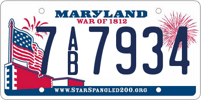 MD license plate 7AB7934