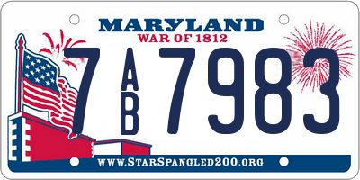 MD license plate 7AB7983
