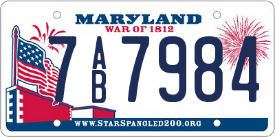 MD license plate 7AB7984