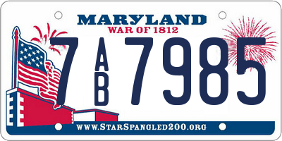 MD license plate 7AB7985