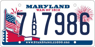 MD license plate 7AB7986