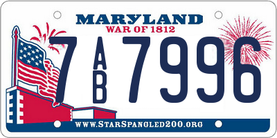 MD license plate 7AB7996