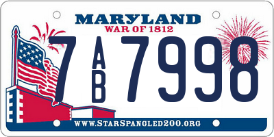 MD license plate 7AB7998