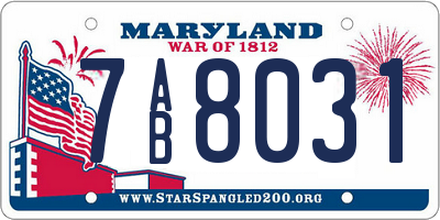 MD license plate 7AB8031