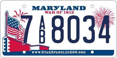 MD license plate 7AB8034