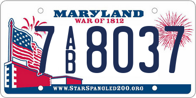 MD license plate 7AB8037