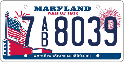 MD license plate 7AB8039
