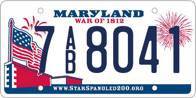MD license plate 7AB8041