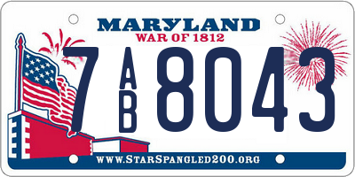 MD license plate 7AB8043