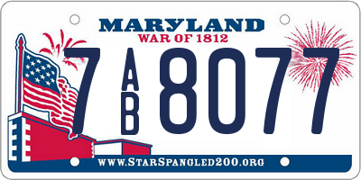 MD license plate 7AB8077