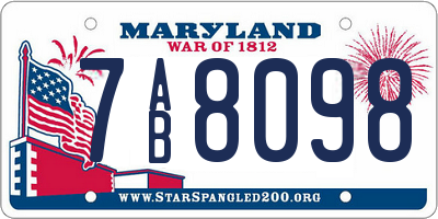 MD license plate 7AB8098
