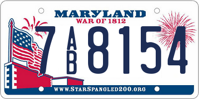 MD license plate 7AB8154