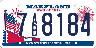 MD license plate 7AB8184