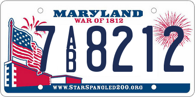 MD license plate 7AB8212