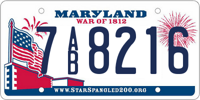 MD license plate 7AB8216