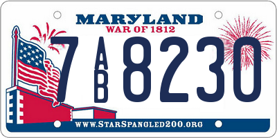 MD license plate 7AB8230