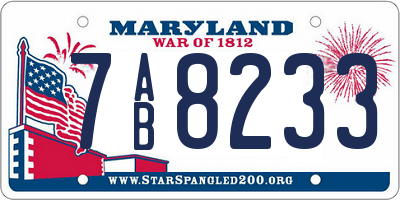 MD license plate 7AB8233