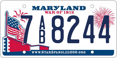 MD license plate 7AB8244