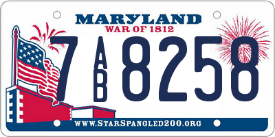 MD license plate 7AB8258