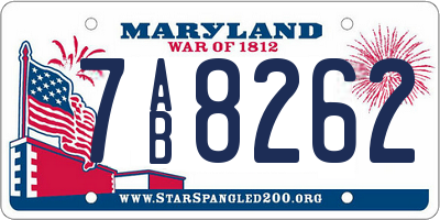 MD license plate 7AB8262