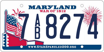 MD license plate 7AB8274