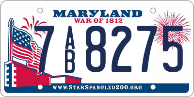 MD license plate 7AB8275