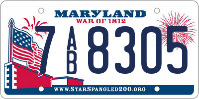 MD license plate 7AB8305