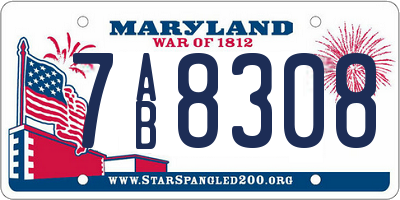 MD license plate 7AB8308