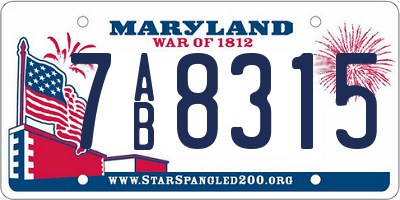 MD license plate 7AB8315