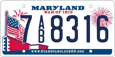 MD license plate 7AB8316