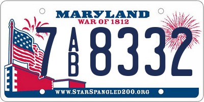 MD license plate 7AB8332
