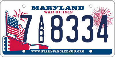 MD license plate 7AB8334