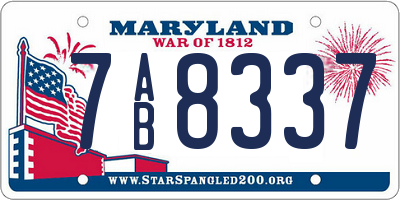 MD license plate 7AB8337