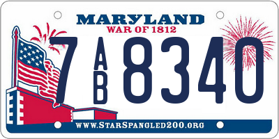 MD license plate 7AB8340