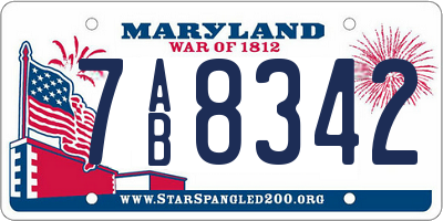 MD license plate 7AB8342