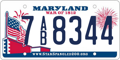 MD license plate 7AB8344