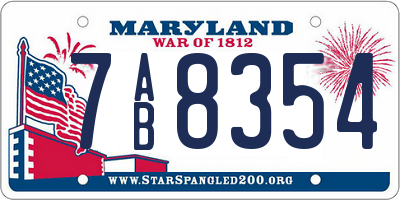 MD license plate 7AB8354