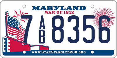 MD license plate 7AB8356