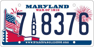 MD license plate 7AB8376