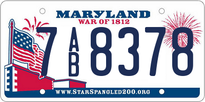 MD license plate 7AB8378