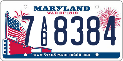 MD license plate 7AB8384