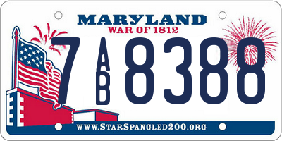 MD license plate 7AB8388