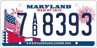 MD license plate 7AB8393
