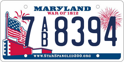 MD license plate 7AB8394