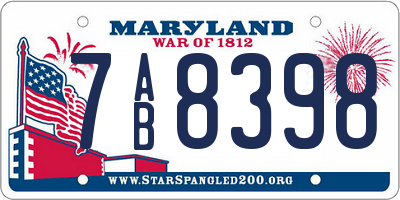MD license plate 7AB8398