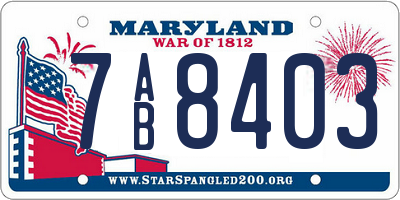 MD license plate 7AB8403