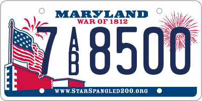 MD license plate 7AB8500