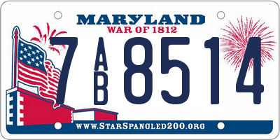 MD license plate 7AB8514