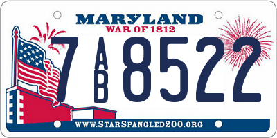 MD license plate 7AB8522