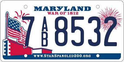 MD license plate 7AB8532